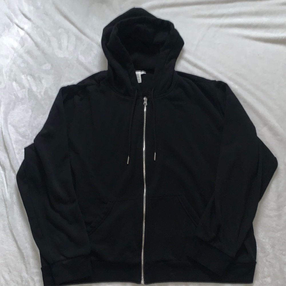 H&M black unisex zip up hoodie